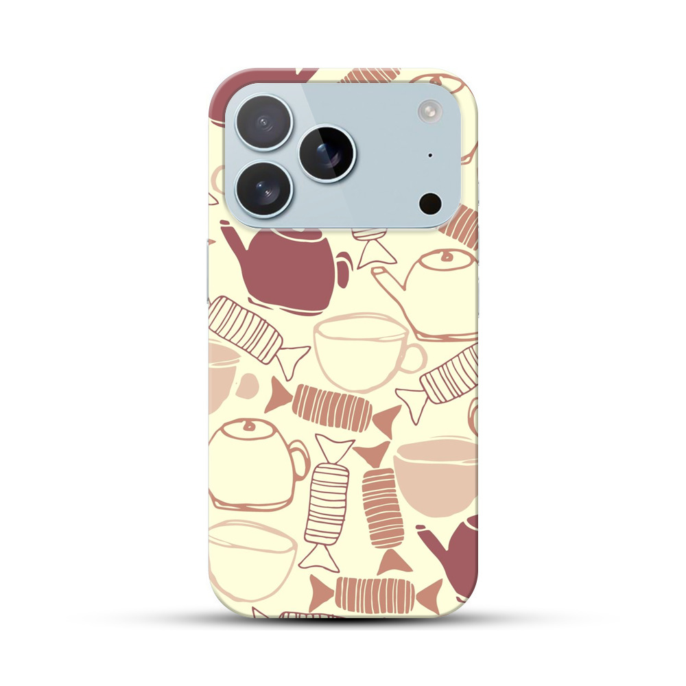 ティーポットとキャンディのパターン iPhone 17 Proオリジナルハードケース