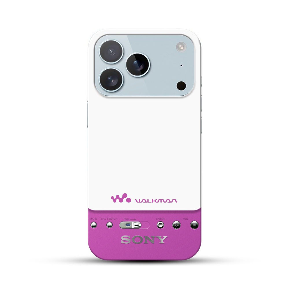 ウォークマン風ピンク黒デザイン iPhone 17 Proオリジナルハードケース