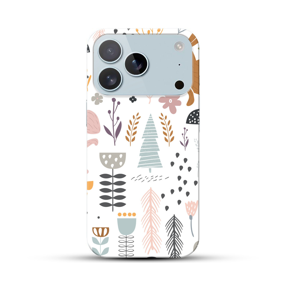 ウサギと植物のパターン iPhone 17 Proオリジナルハードケース