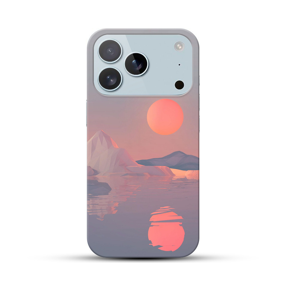 夕日と山と水面の風景 iPhone 17 Proオリジナルハードケース