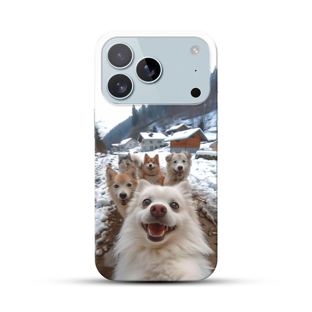 雪の中で5匹の犬 iPhone 17 Proオリジナルハードケース