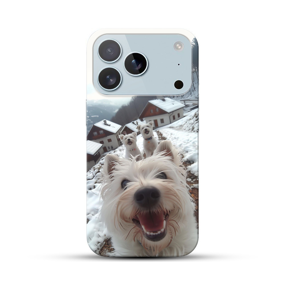 雪景色の白い犬たち iPhone 17 Proオリジナルハードケース