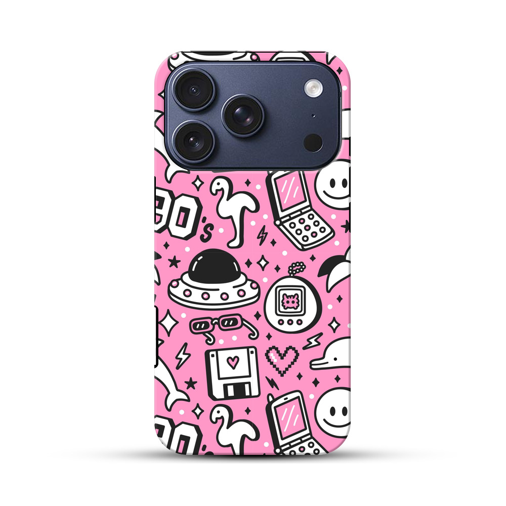 90年代レトロパターン iPhone 17 Proオリジナルハ耐衝撃ケース