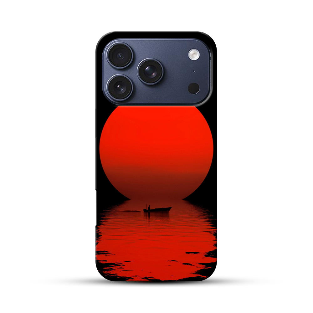 赤い太陽とボート iPhone 17 Proオリジナルハ耐衝撃ケース