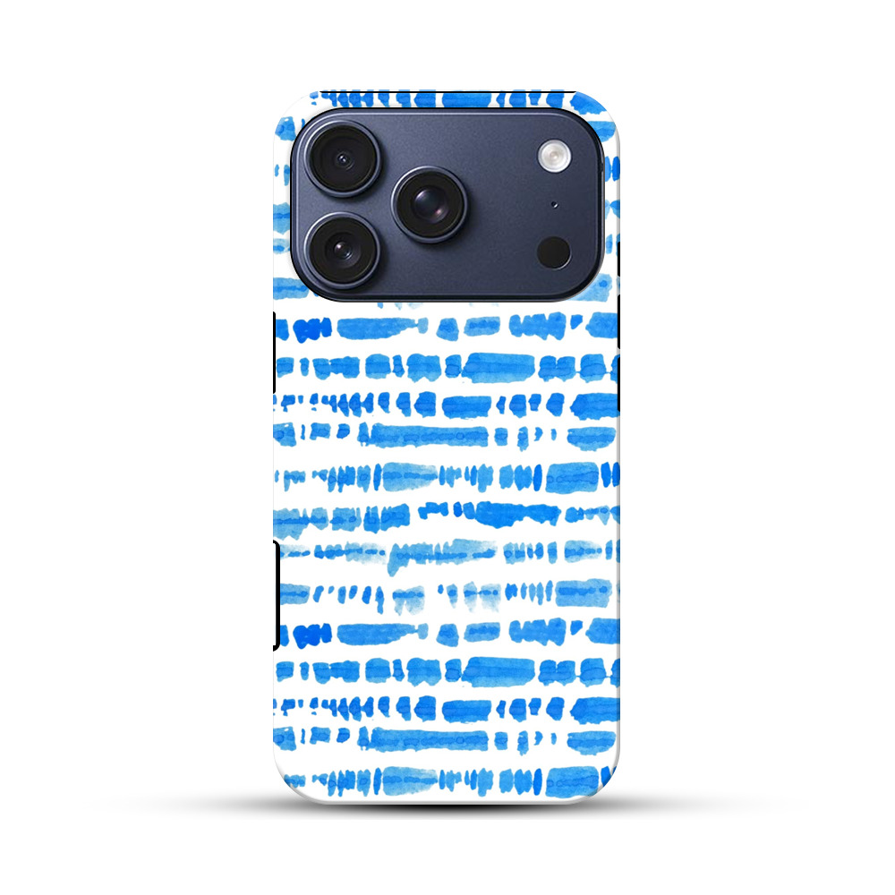 青のストライプ模様 iPhone 17 Proオリジナルハ耐衝撃ケース