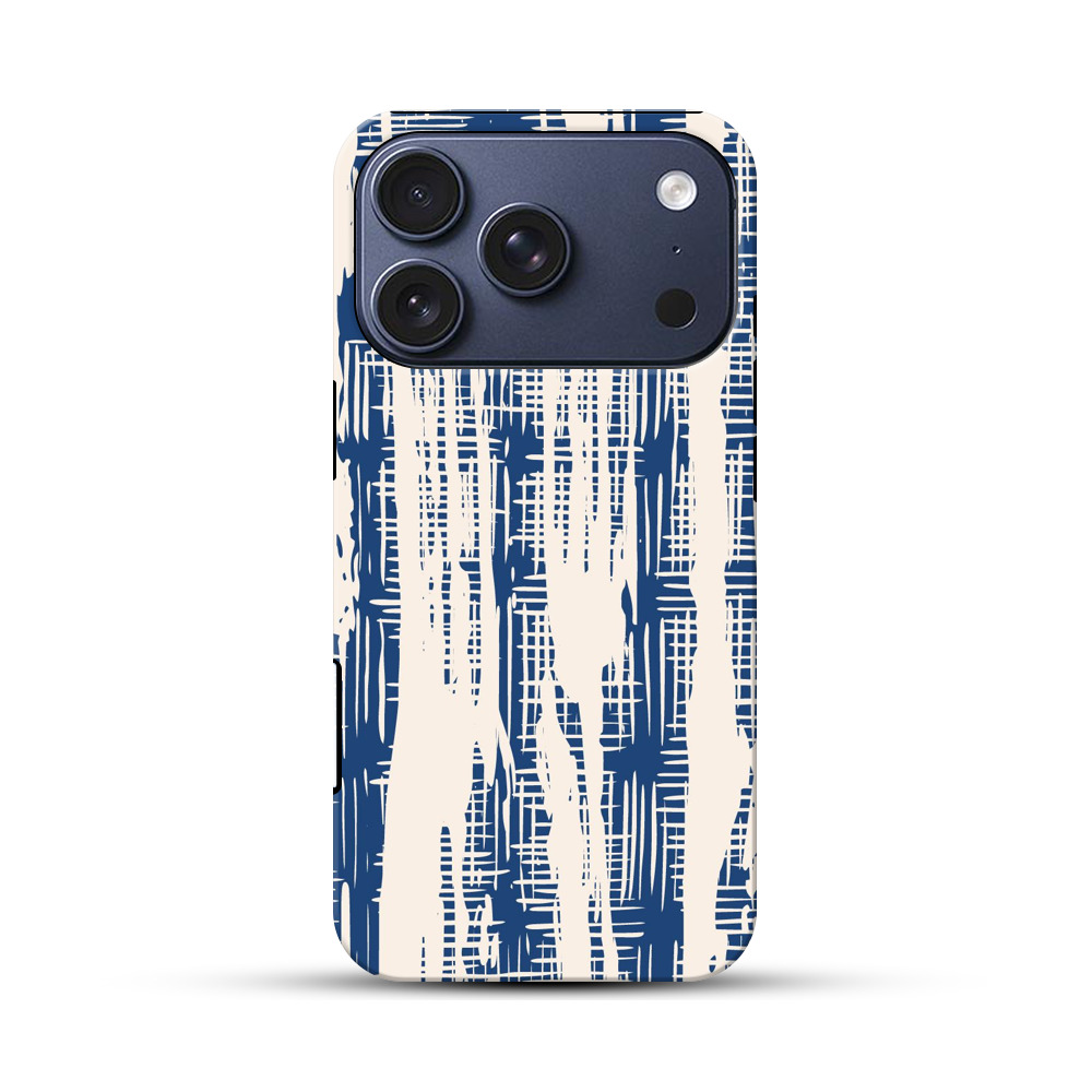 青と白の抽象パターン iPhone 17 Proオリジナルハ耐衝撃ケース