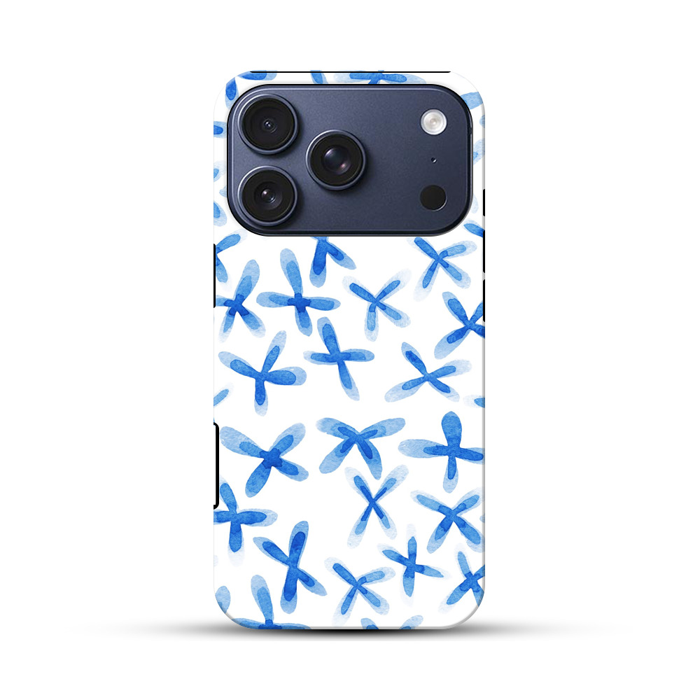 青い花の模様 iPhone 17 Proオリジナルハ耐衝撃ケース