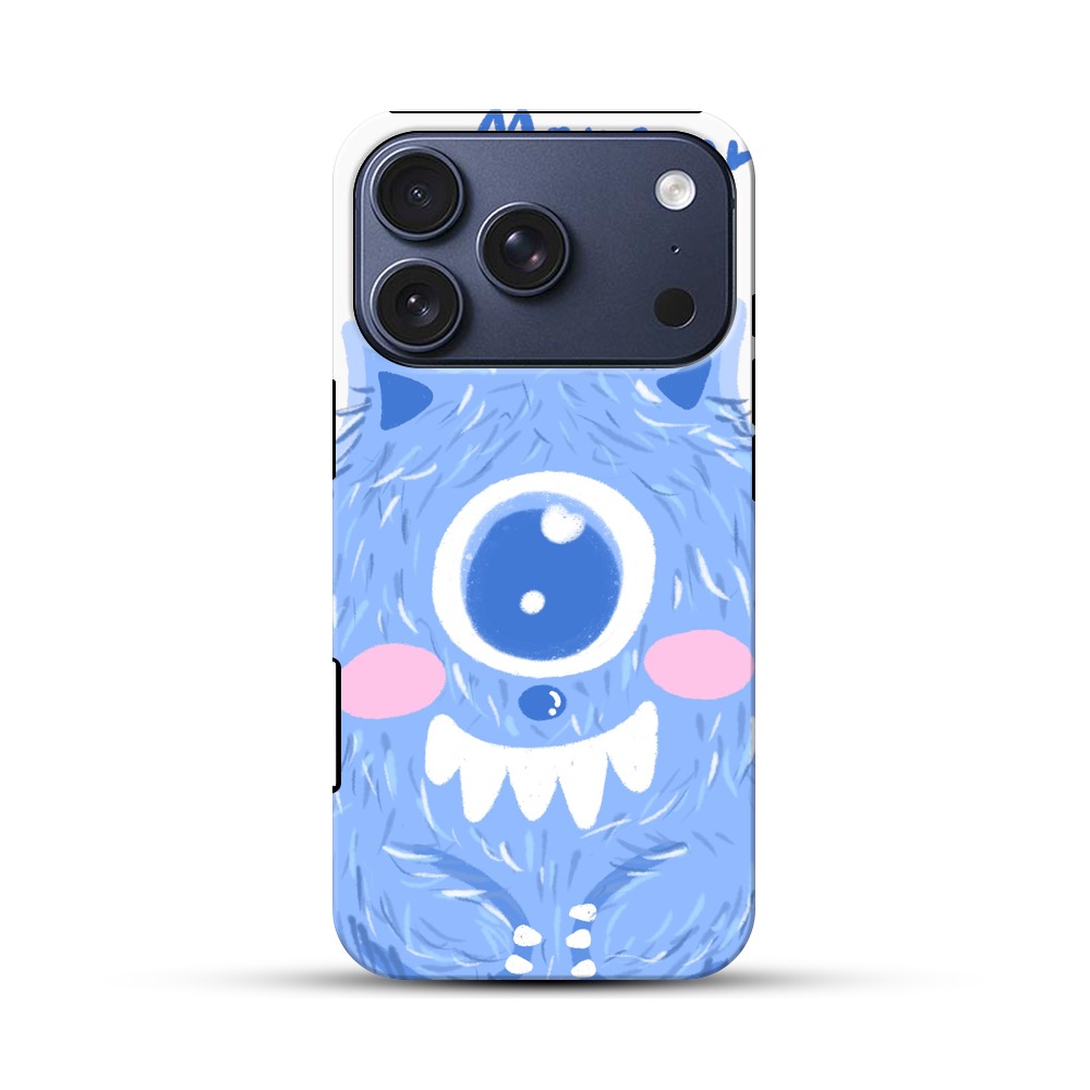 青いかわいいモンスター iPhone 17 Proオリジナルハ耐衝撃ケース