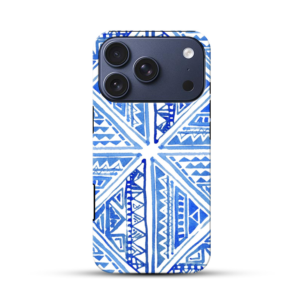 青い幾何学模様 iPhone 17 Proオリジナルハ耐衝撃ケース