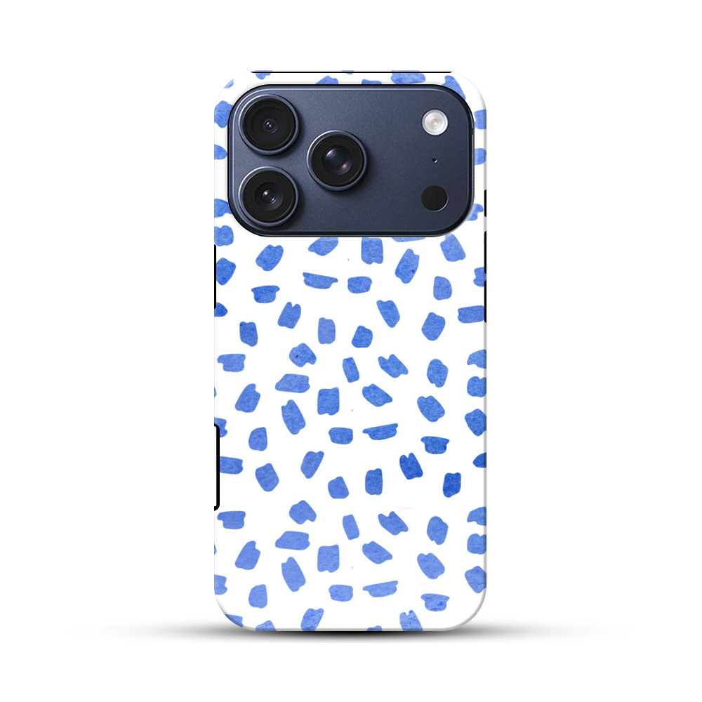 青い水彩のパターン iPhone 17 Proオリジナルハ耐衝撃ケース