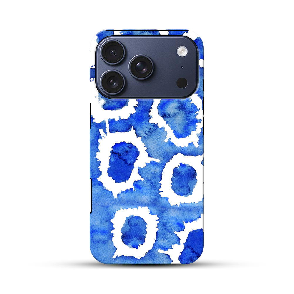 青い水彩のパターン iPhone 17 Proオリジナルハ耐衝撃ケース