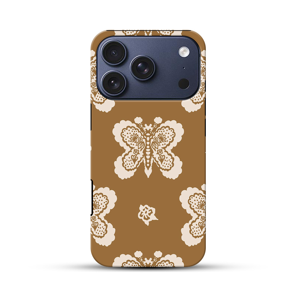 バタフライのレース模様 iPhone 17 Proオリジナルハ耐衝撃ケース