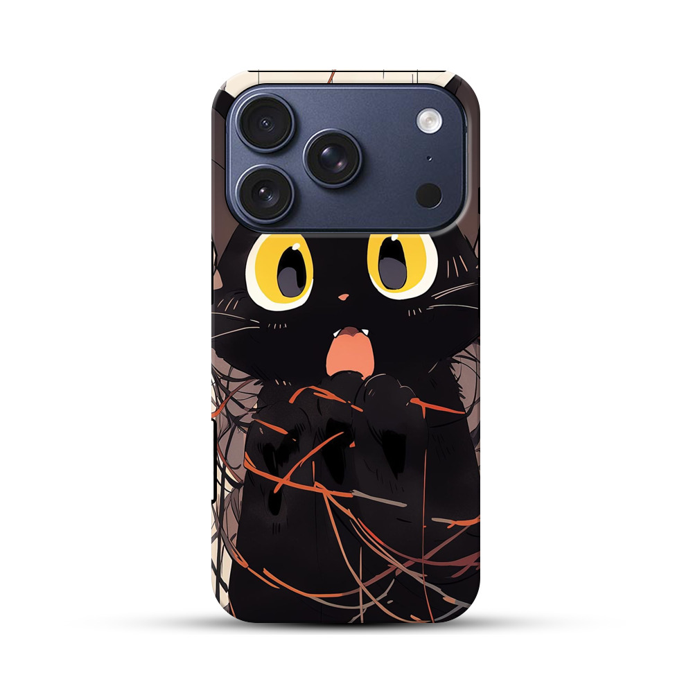 びっくり黒猫 iPhone 17 Proオリジナルハ耐衝撃ケース