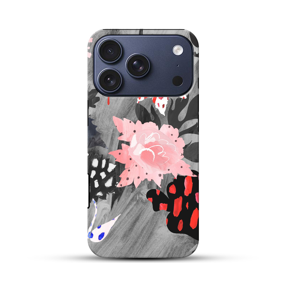 抽象的な花と葉のデザイン iPhone 17 Proオリジナルハ耐衝撃ケース