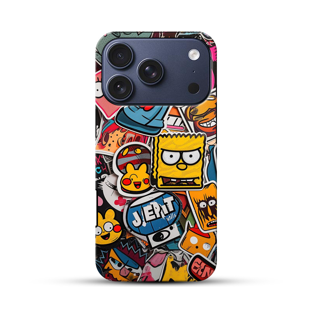 カラフルステッカー集合 iPhone 17 Proオリジナルハ耐衝撃ケース