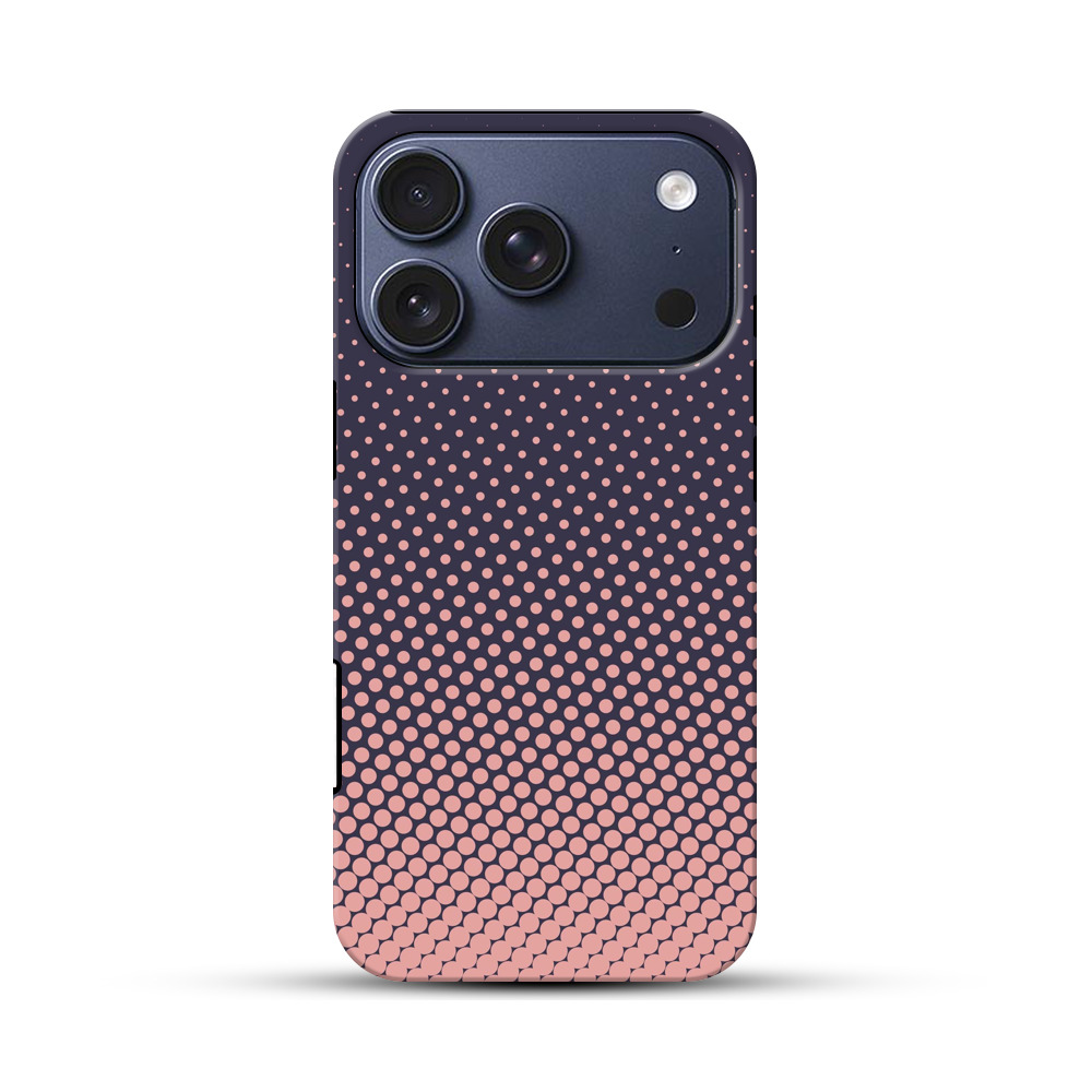 ネイビーとピンクのドット柄 iPhone 17 Proオリジナルハ耐衝撃ケース