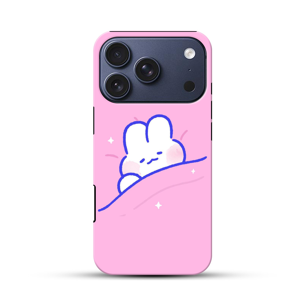 布団で眠るかわいいウサギ iPhone 17 Proオリジナルハ耐衝撃ケース