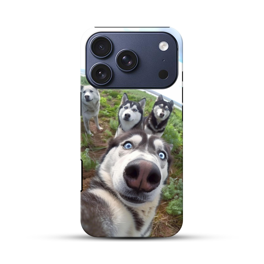 元気なハスキー犬の群れ iPhone 17 Proオリジナルハ耐衝撃ケース