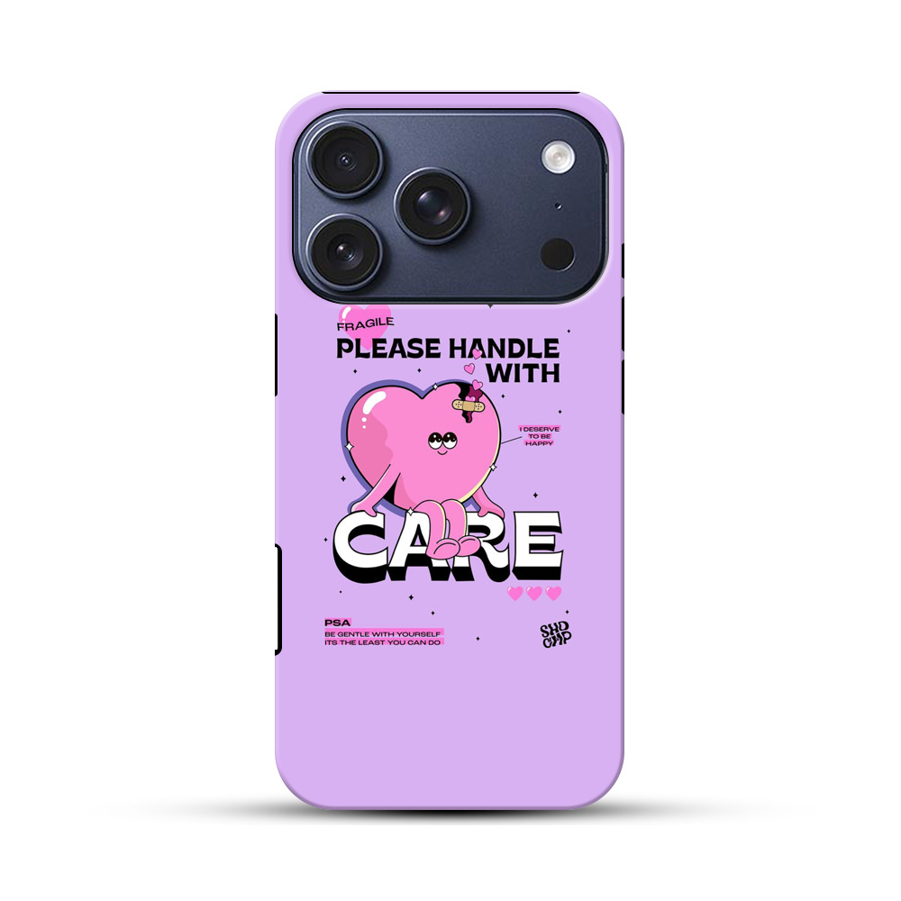 ハートのキャラクターとケアのメッセージ iPhone 17 Proオリジナルハ耐衝撃ケース