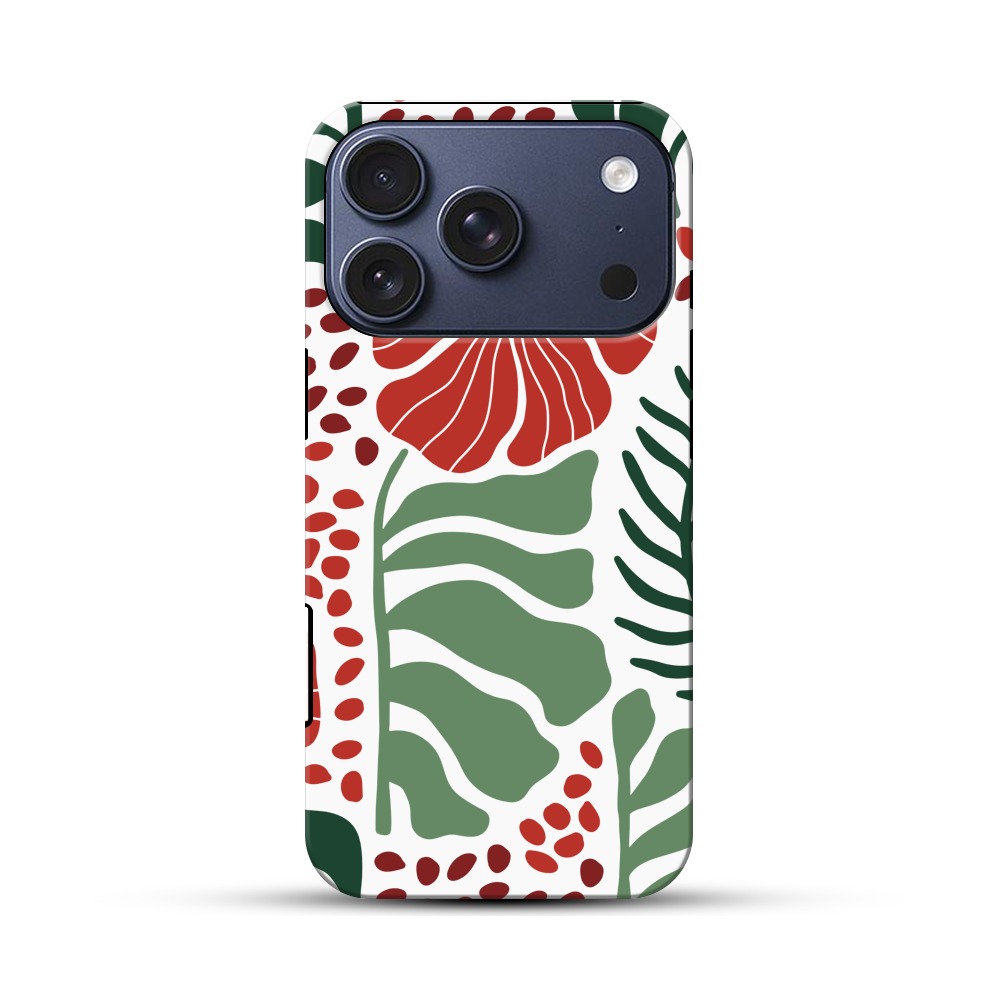 花と葉のデザイン iPhone 17 Proオリジナルハ耐衝撃ケース