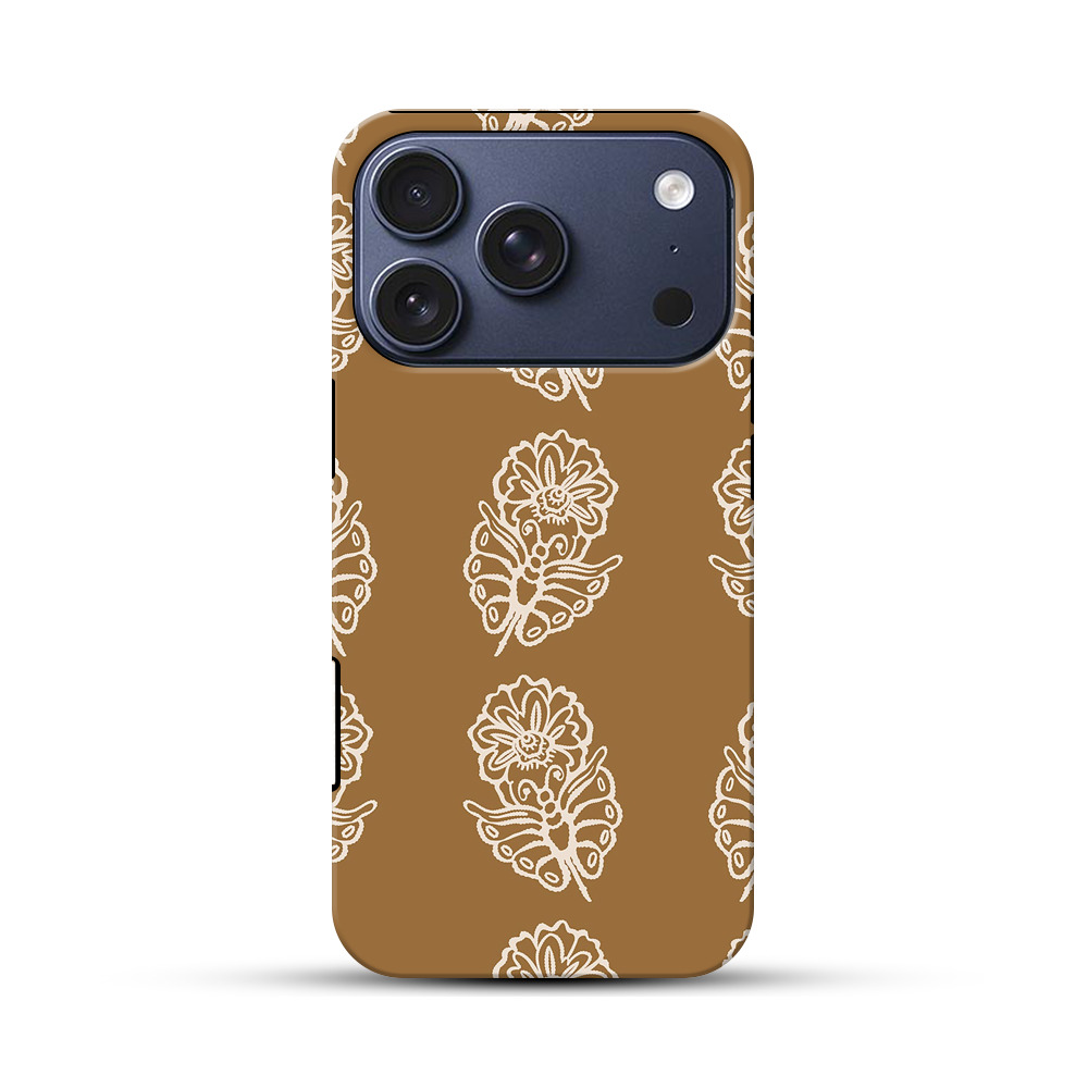 花と葉のパターン iPhone 17 Proオリジナルハ耐衝撃ケース