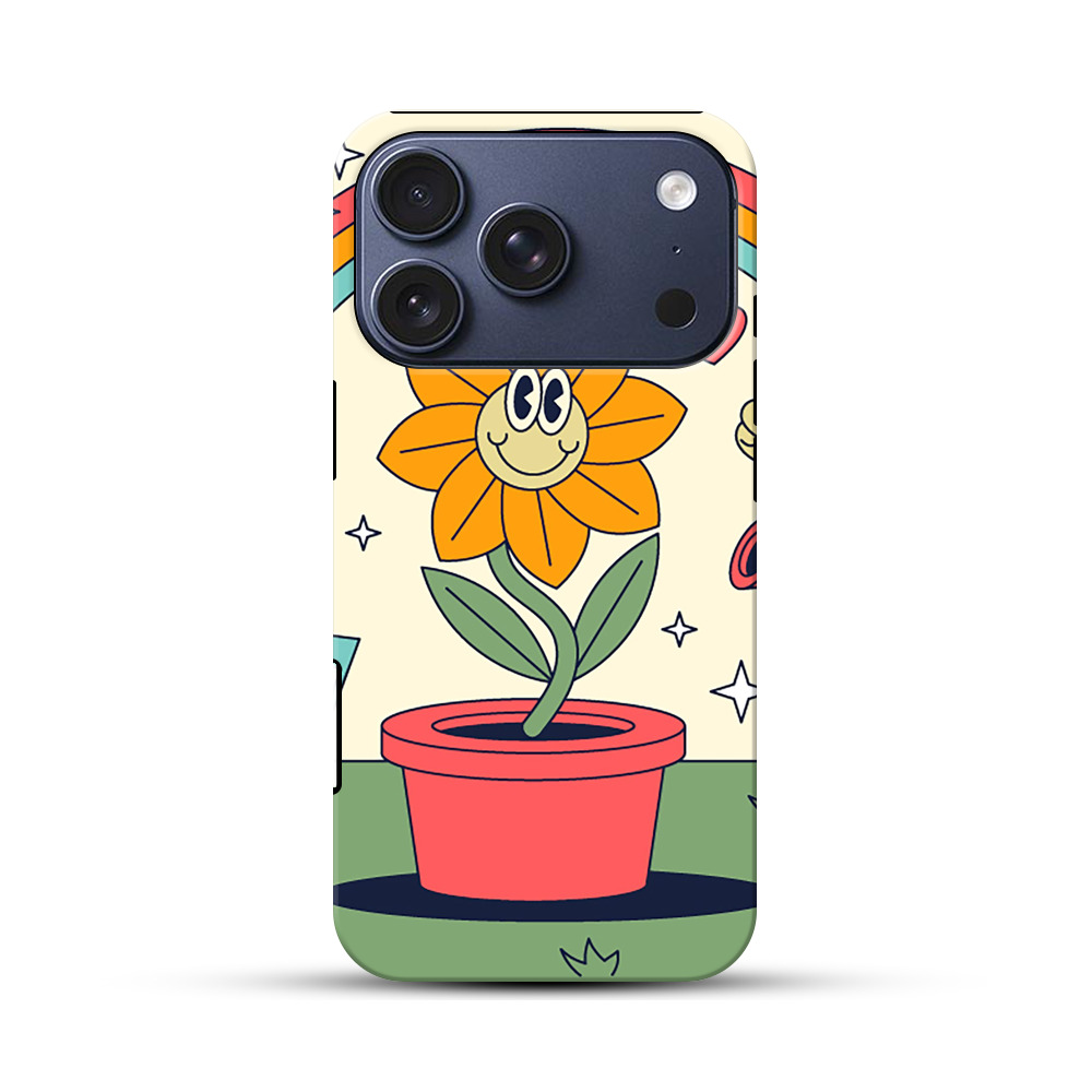 花と虹のイラスト iPhone 17 Proオリジナルハ耐衝撃ケース