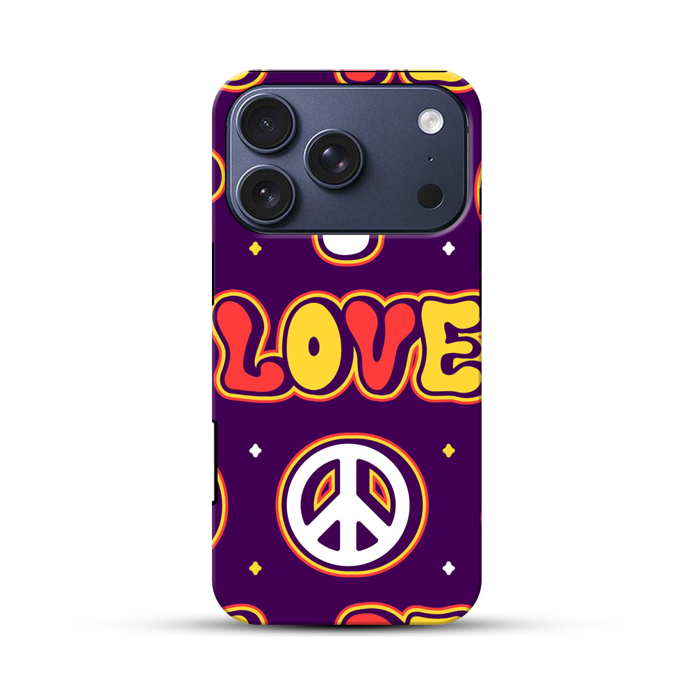 ヒッピー風レトロパターン iPhone 17 Proオリジナルハ耐衝撃ケース