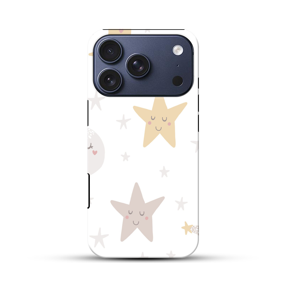 星と月のかわいいデザイン iPhone 17 Proオリジナルハ耐衝撃ケース