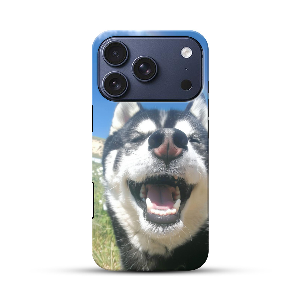 笑顔のハスキー犬 iPhone 17 Proオリジナルハ耐衝撃ケース