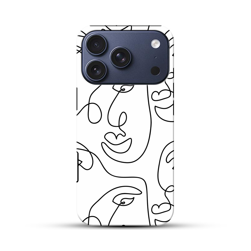 一筆書きの顔アートパターン iPhone 17 Proオリジナルハ耐衝撃ケース