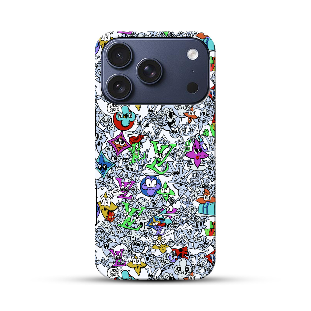 カラフルな落書きパターン iPhone 17 Proオリジナルハ耐衝撃ケース