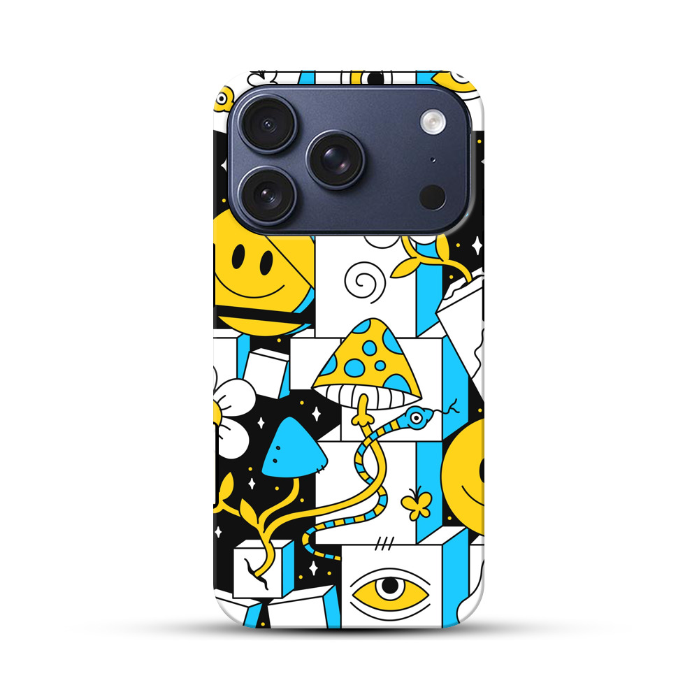 カラフルな抽象パターン iPhone 17 Proオリジナルハ耐衝撃ケース