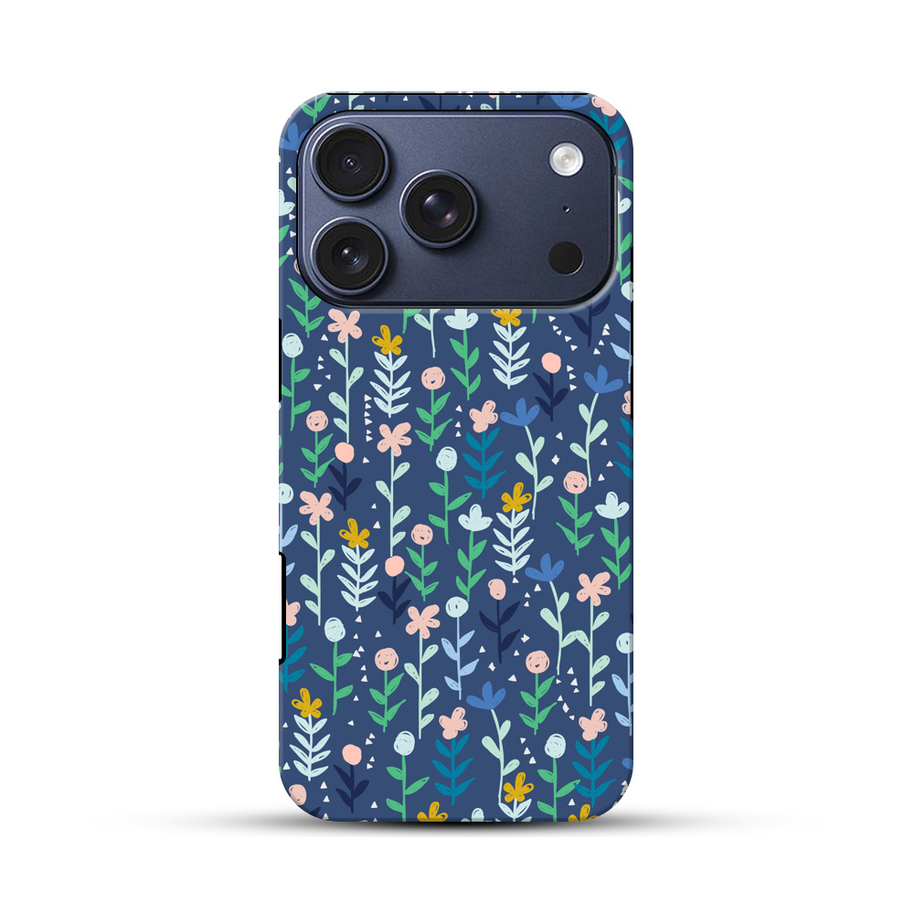 カラフルなシンプル花柄パターン iPhone 17 Proオリジナルハ耐衝撃ケース