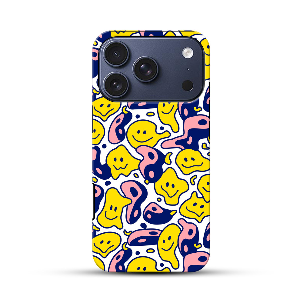 カラフルなスマイル模様 iPhone 17 Proオリジナルハ耐衝撃ケース