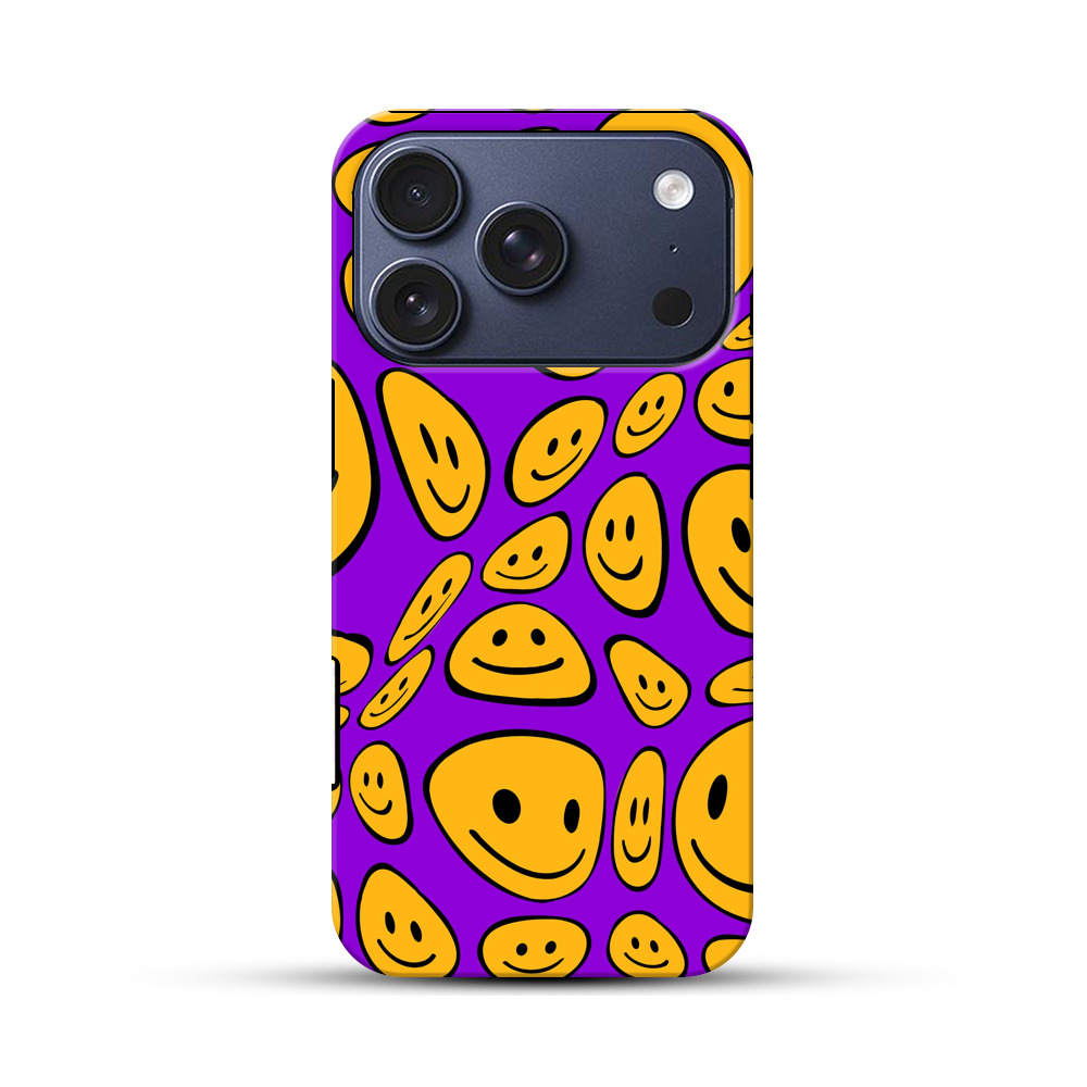 カラフルなスマイルパターン iPhone 17 Proオリジナルハ耐衝撃ケース