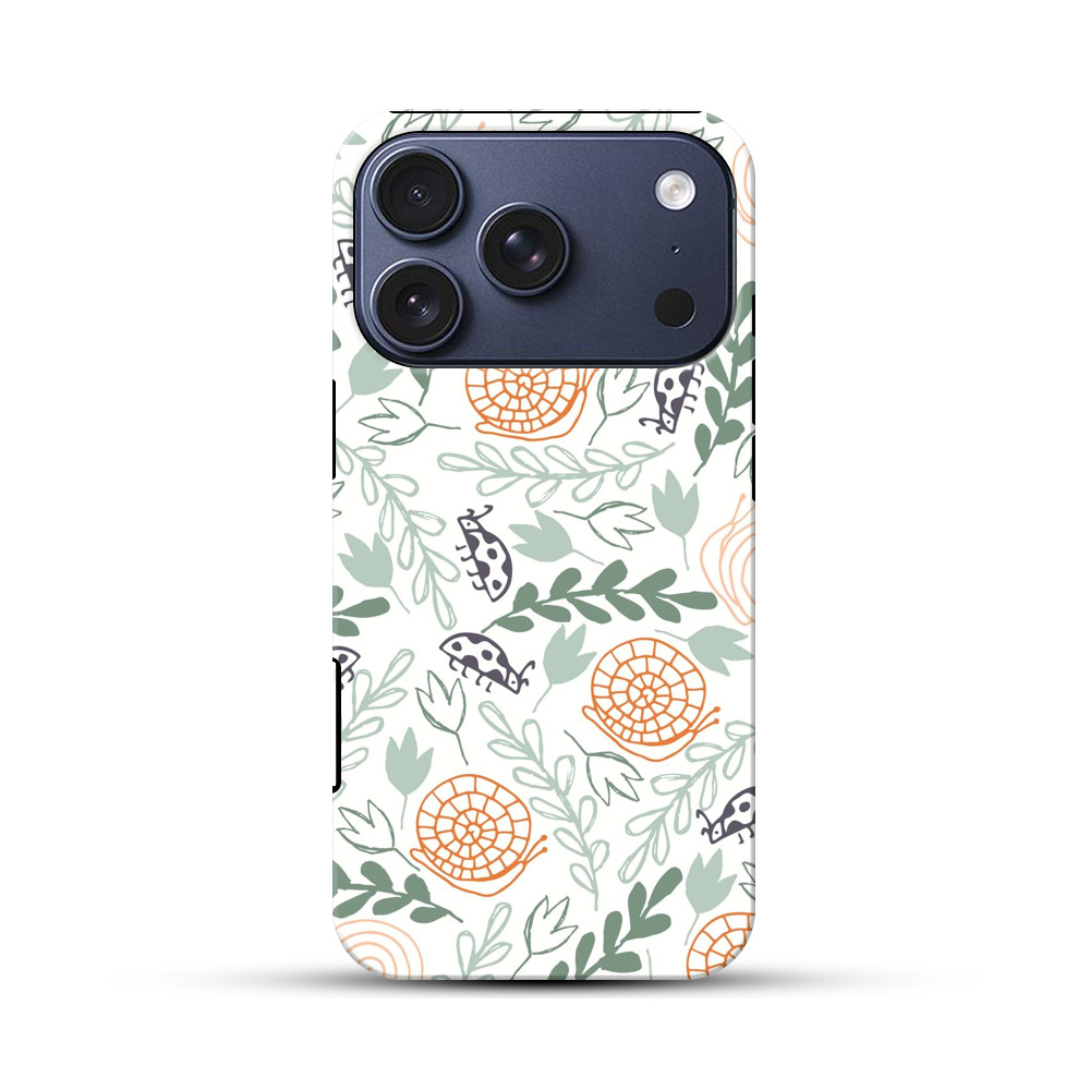 カタツムリとてんとう虫のパターン iPhone 17 Proオリジナルハ耐衝撃ケース