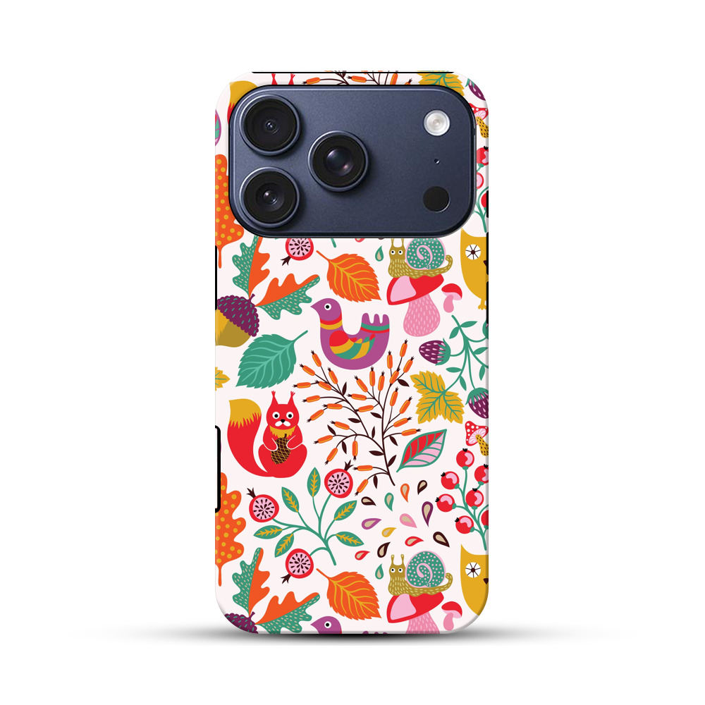 かわいい動物と植物のパターン iPhone 17 Proオリジナルハ耐衝撃ケース