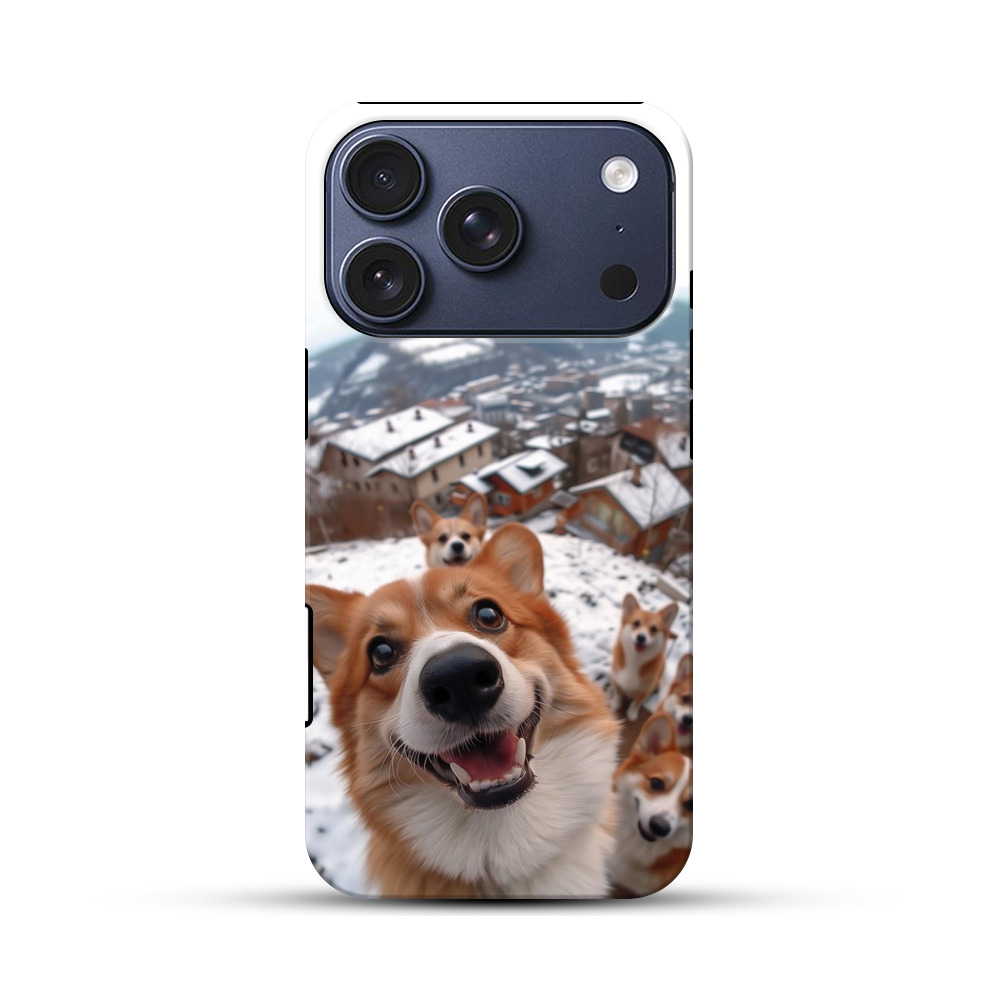 コーギー犬と雪景色 iPhone 17 Proオリジナルハ耐衝撃ケース