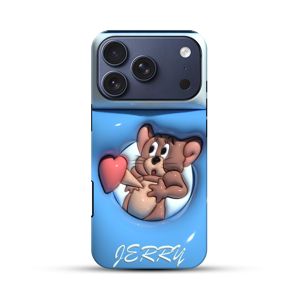 かわいいネズミとハート iPhone 17 Proオリジナルハ耐衝撃ケース