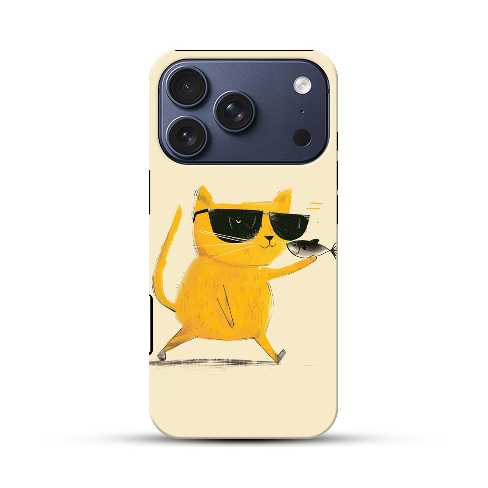 サングラス猫と魚 iPhone 17 Proオリジナルハ耐衝撃ケース