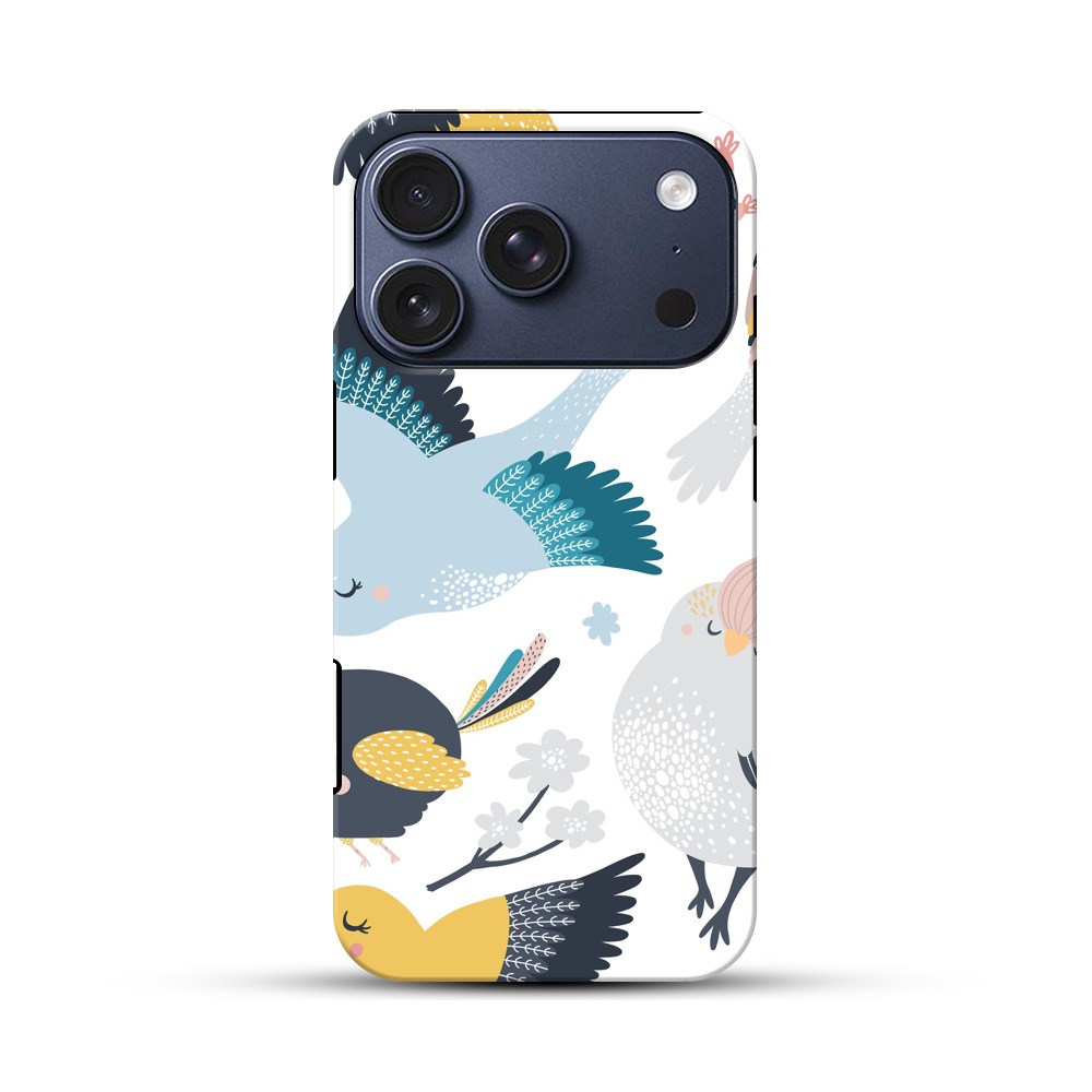 かわいい鳥のパターン iPhone 17 Proオリジナルハ耐衝撃ケース