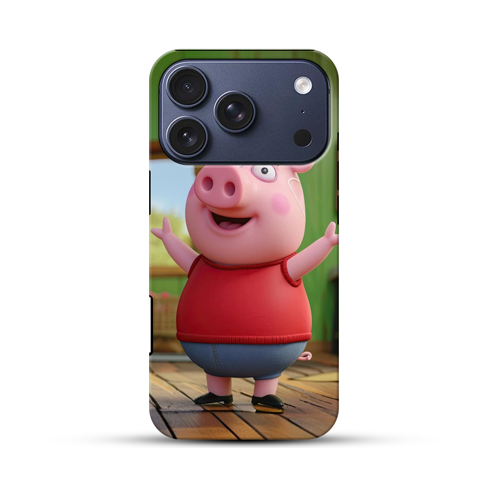 かわいくて元気なブタ iPhone 17 Proオリジナルハ耐衝撃ケース