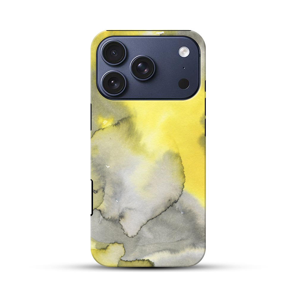 黄色と灰色の水彩模様 iPhone 17 Proオリジナルハ耐衝撃ケース