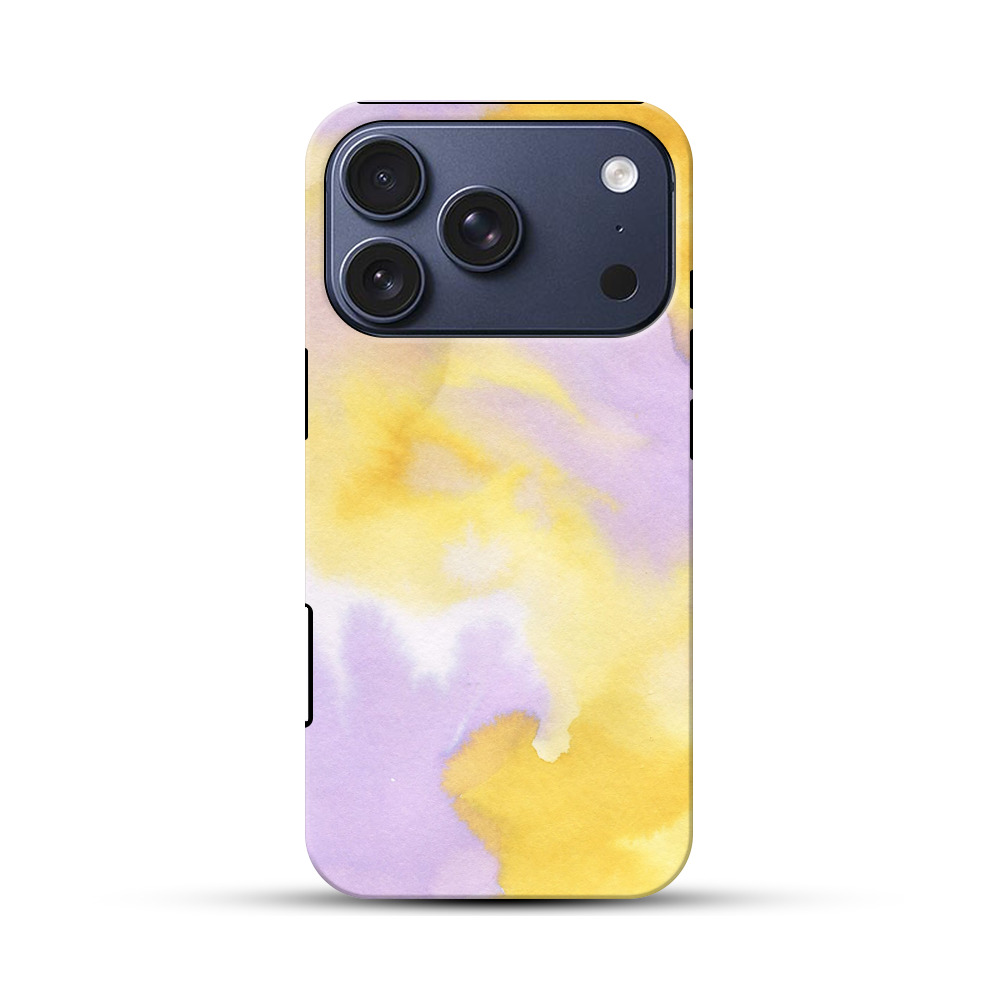 黄色と紫の水彩グラデーション iPhone 17 Proオリジナルハ耐衝撃ケース