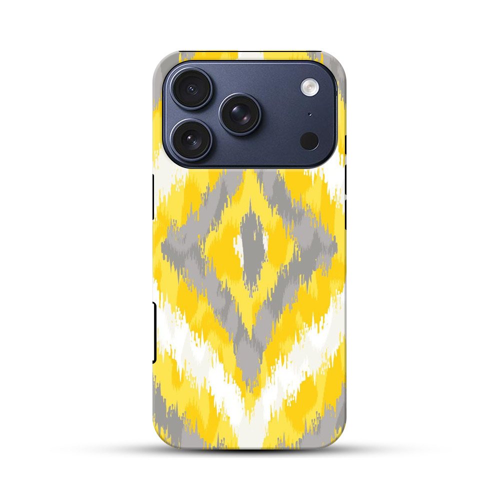 黄色とグレーのジオメトリックパターン iPhone 17 Proオリジナルハ耐衝撃ケース