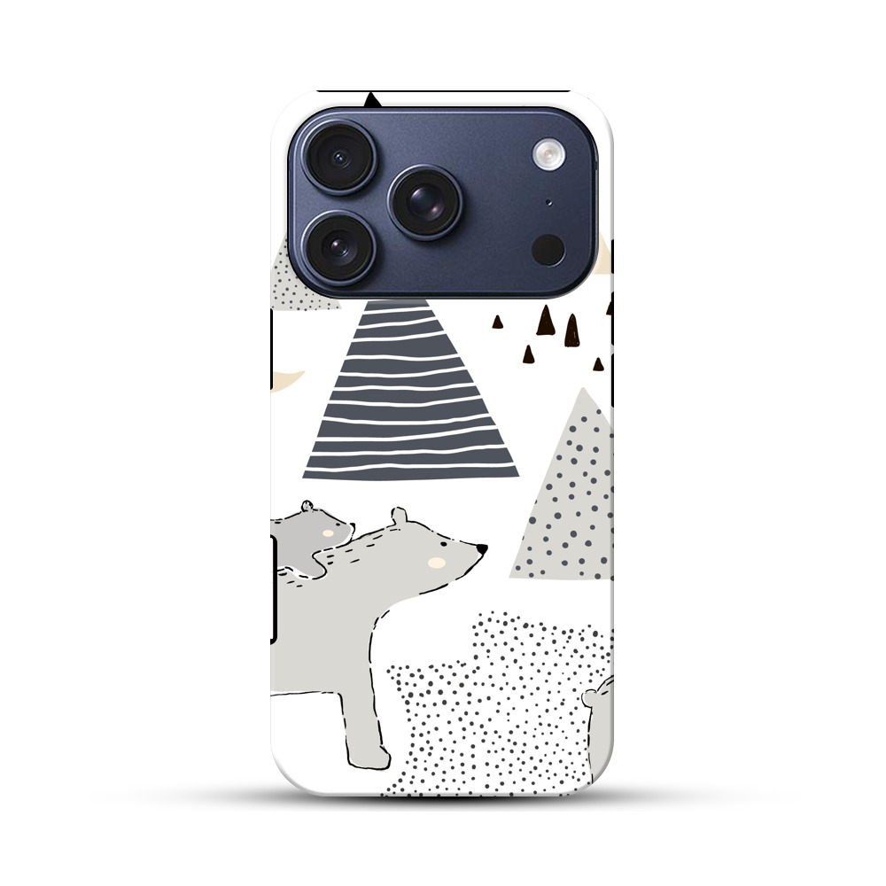 クマの親子と山 iPhone 17 Proオリジナルハ耐衝撃ケース