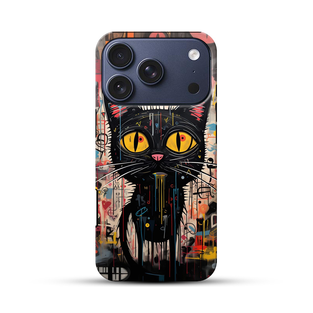 抽象的な黒猫のアート iPhone 17 Proオリジナルハ耐衝撃ケース