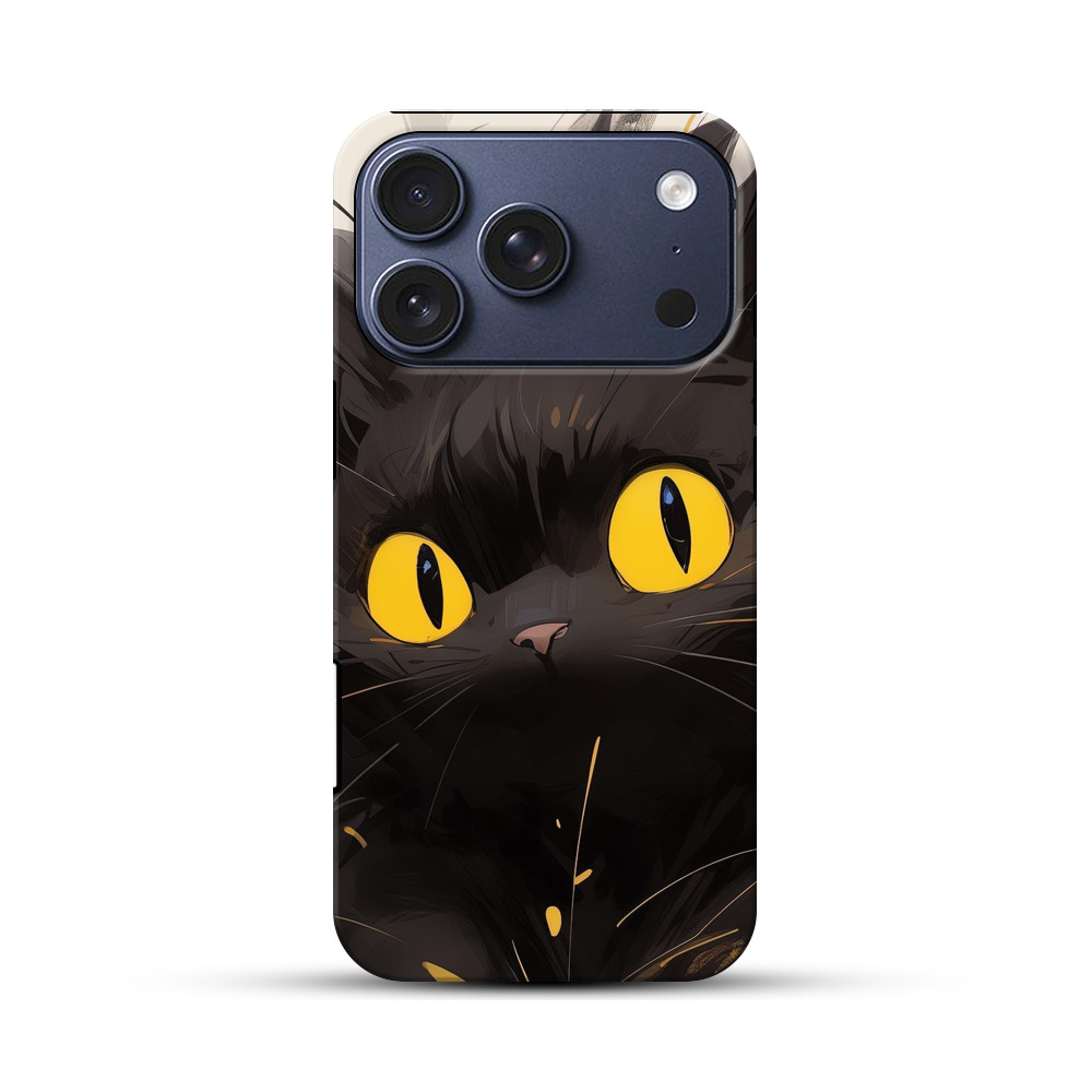 ふわふわの黒猫 iPhone 17 Proオリジナルハ耐衝撃ケース