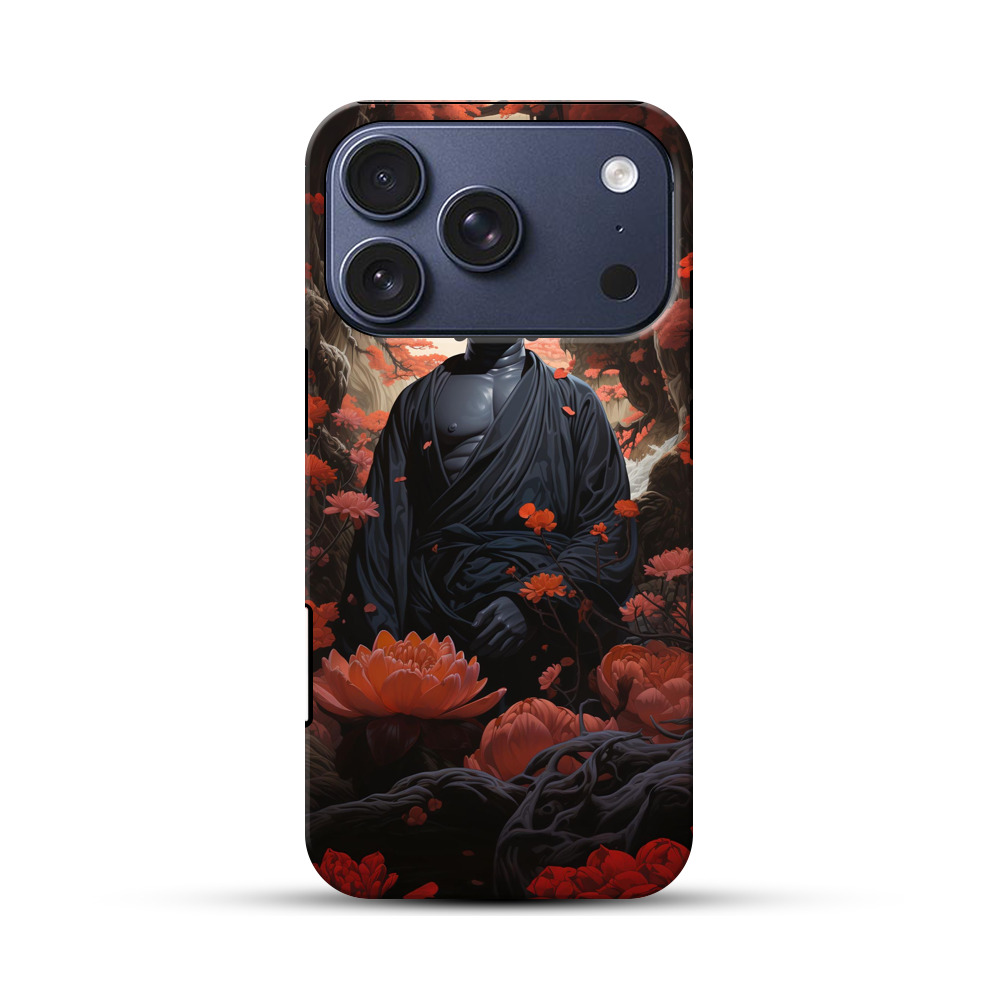 黒い仏像と赤い花 iPhone 17 Proオリジナルハ耐衝撃ケース
