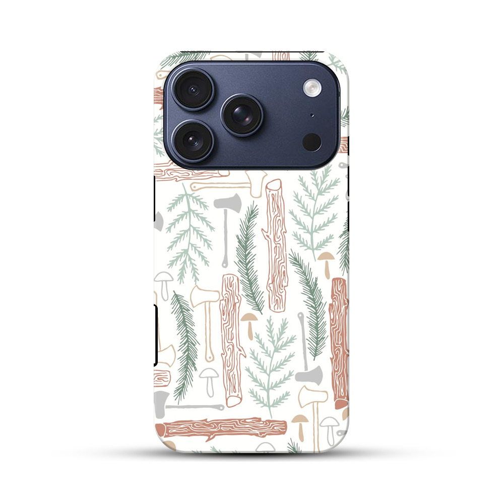 キャンプと森のパターン iPhone 17 Proオリジナルハ耐衝撃ケース